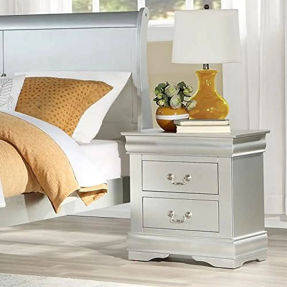 Dark Gray 2 Drawer Nightstand D923
