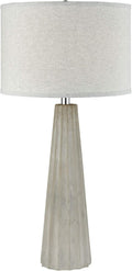 One Light Table Lamp Grey Finish with Grey Linen Shade J4033