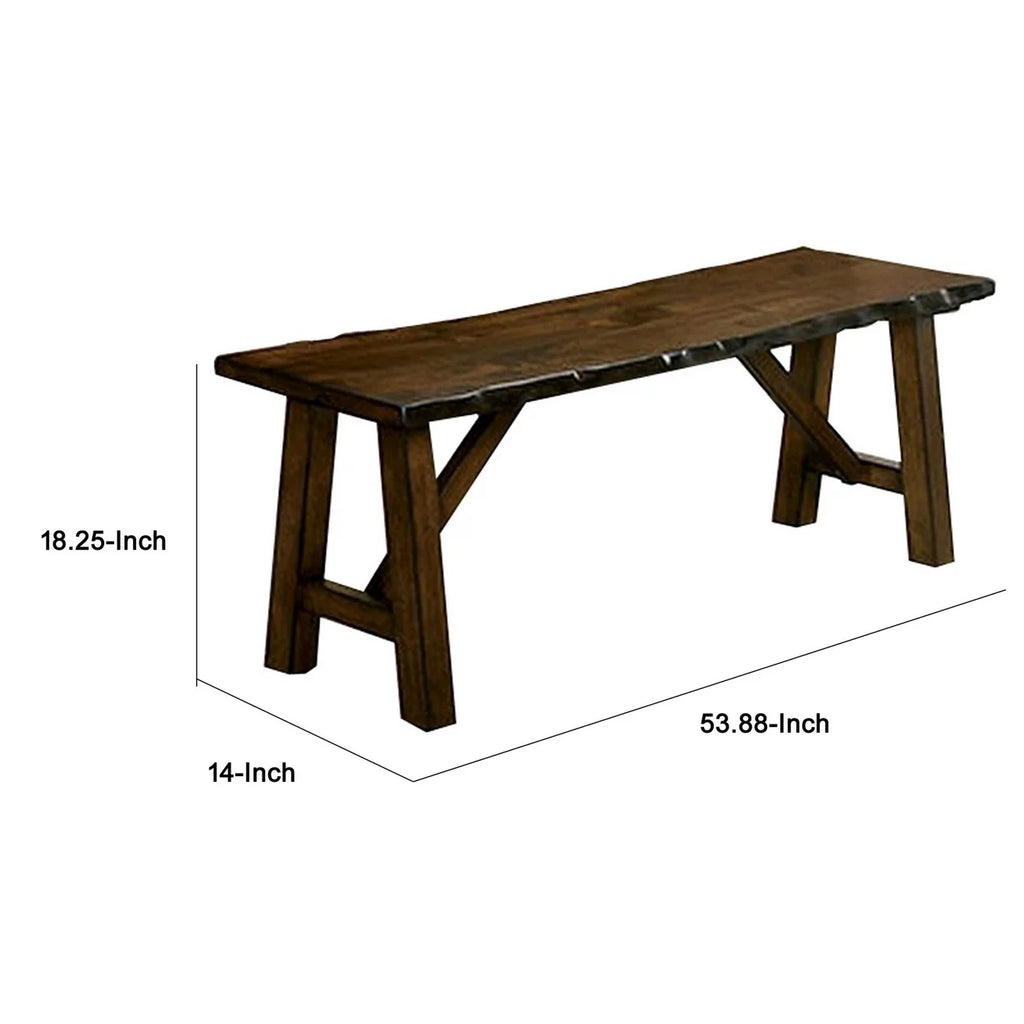 54 Inch Walnut Brown Wood Dining Bench X394157