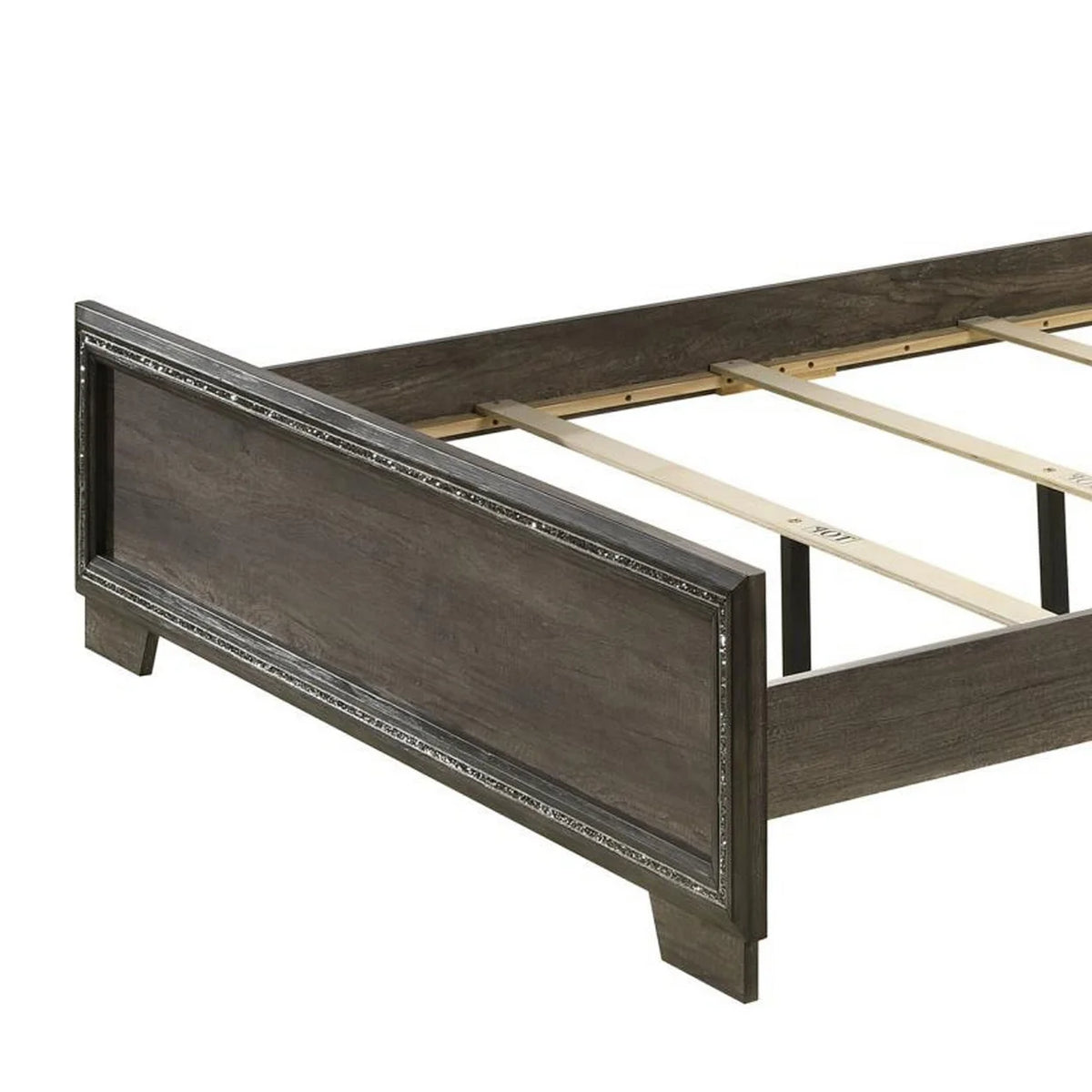 King Size Bed with V Shaped Panel Pine Gray Oak J45828