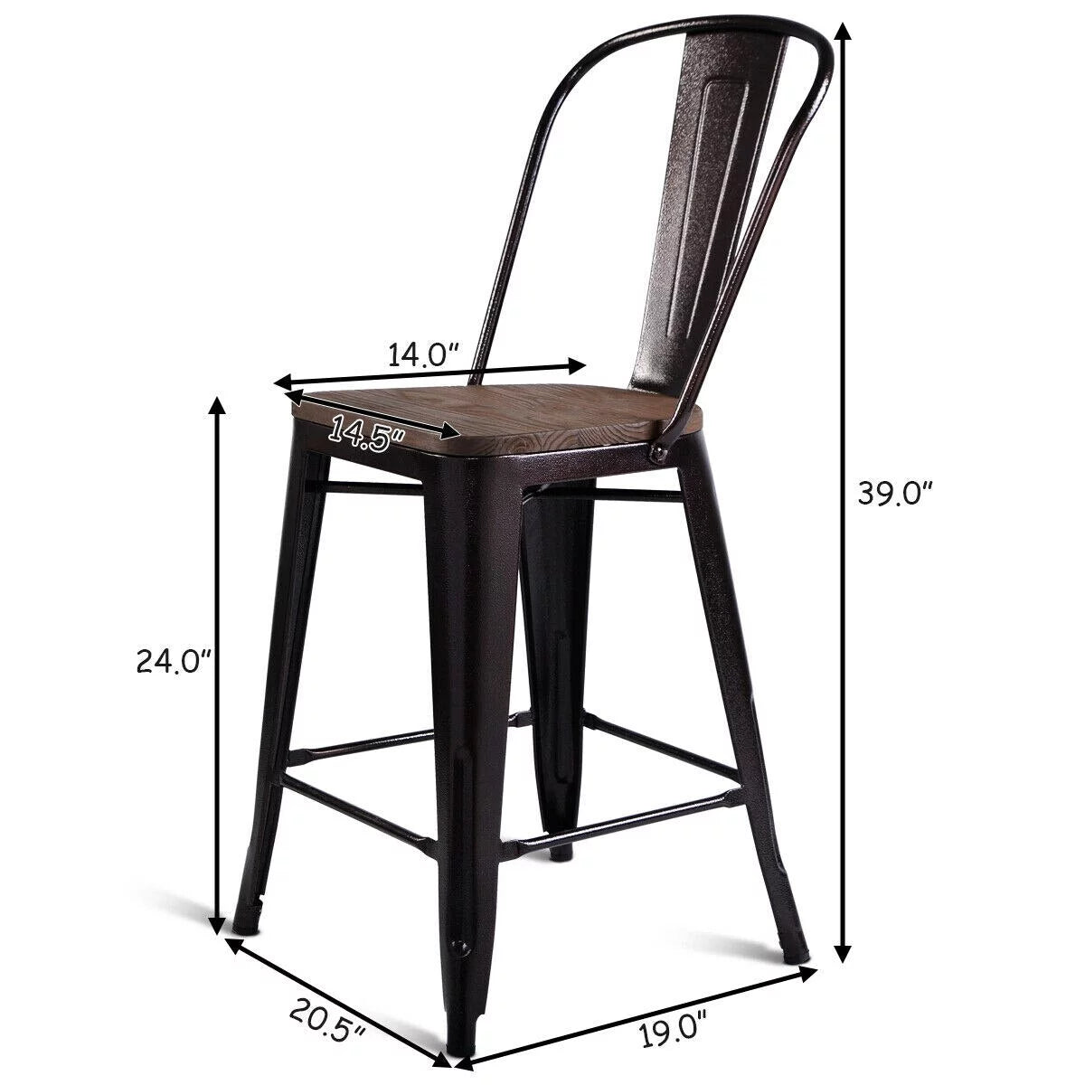 2 PC Metal Wood Counter Stool Z90975
