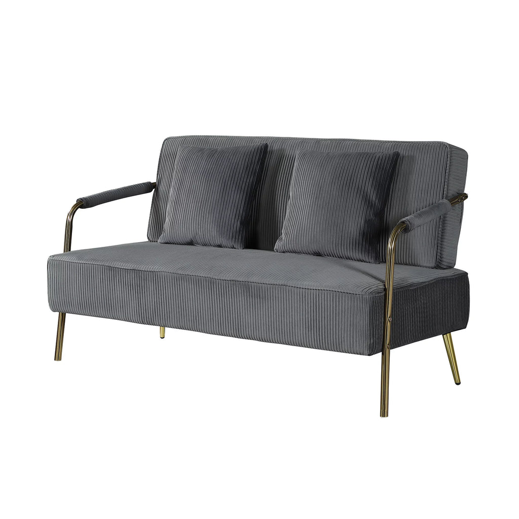 Velvet Loveseat with Gold Metal Legs F315780