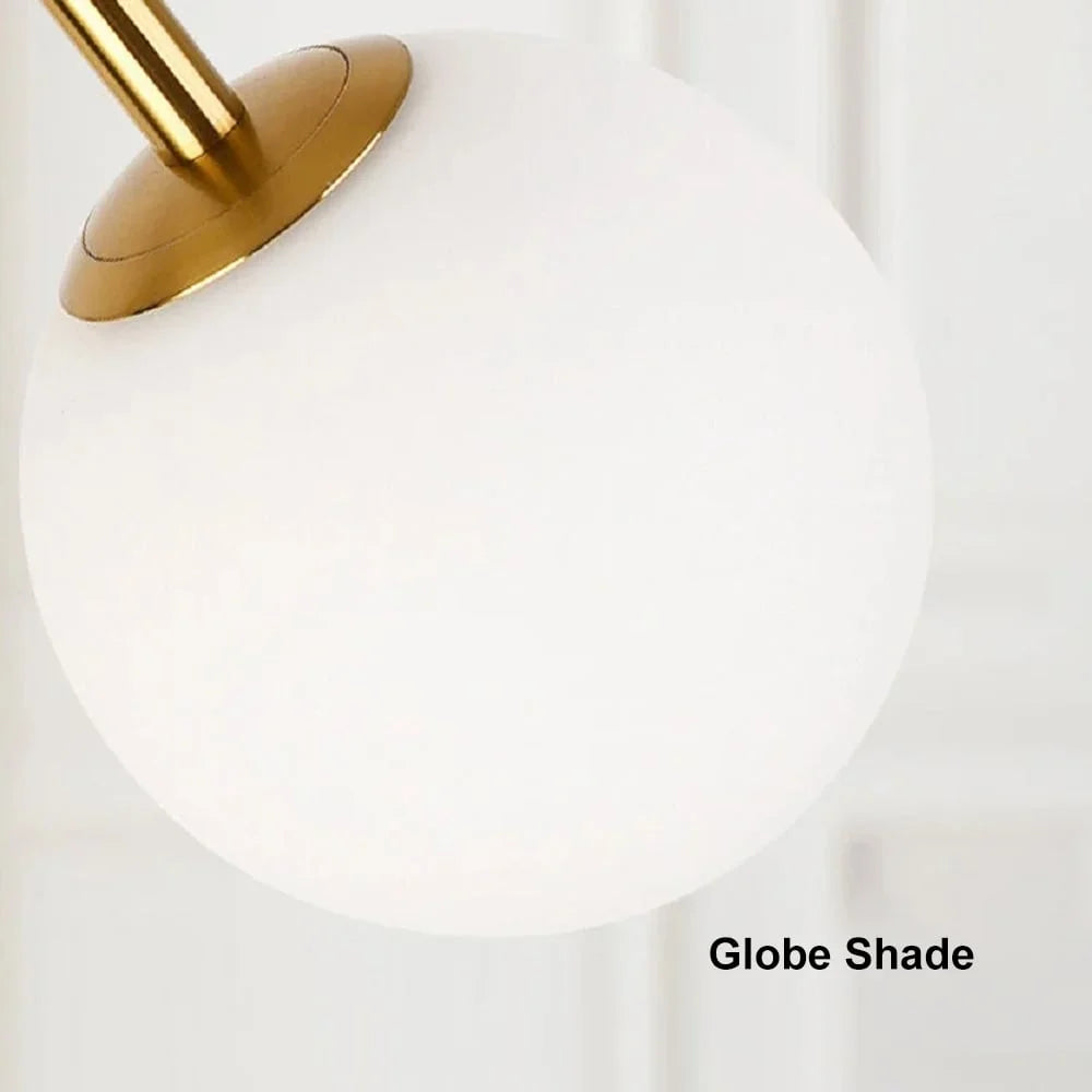 60" Modern Arc Floor Lamp with Shelf Gold Glass Shade Marble Base P7576