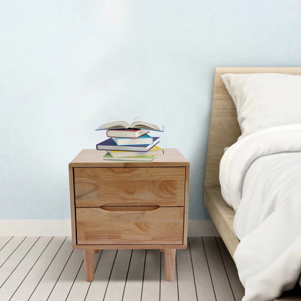 Mid Century Wood Nightstand with 2 Drawers R69606