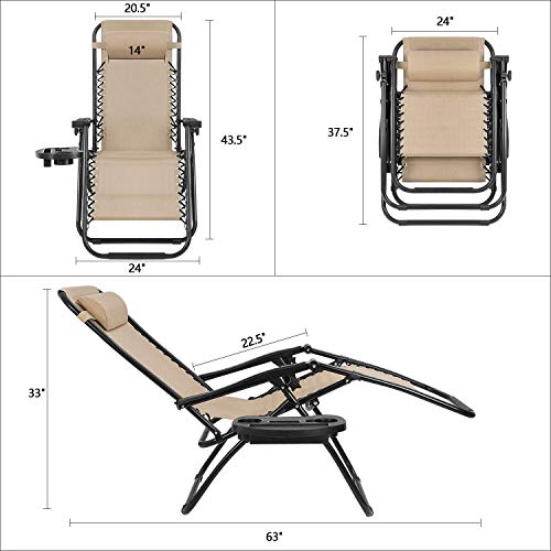 Beige Zero Gravity Chair Set of 2 E5424