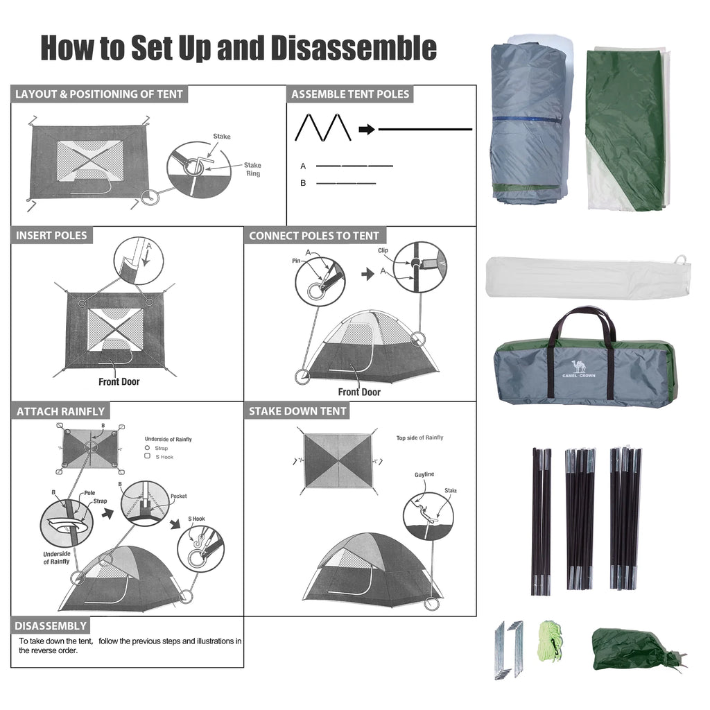 Waterproof 5-6 Person Lightweight Dome Camping Tent with Carry Bag J709696