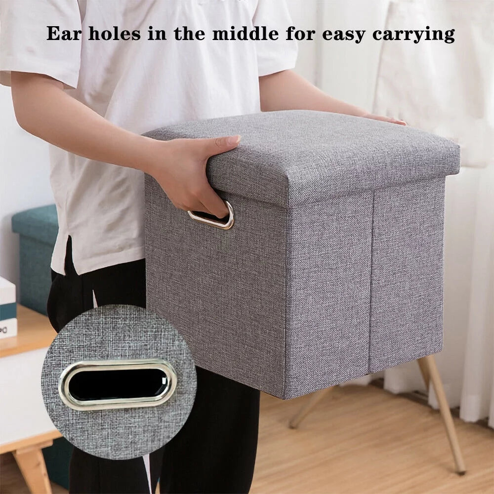 11.8'' Linen Foldable Storage Ottoman E89745