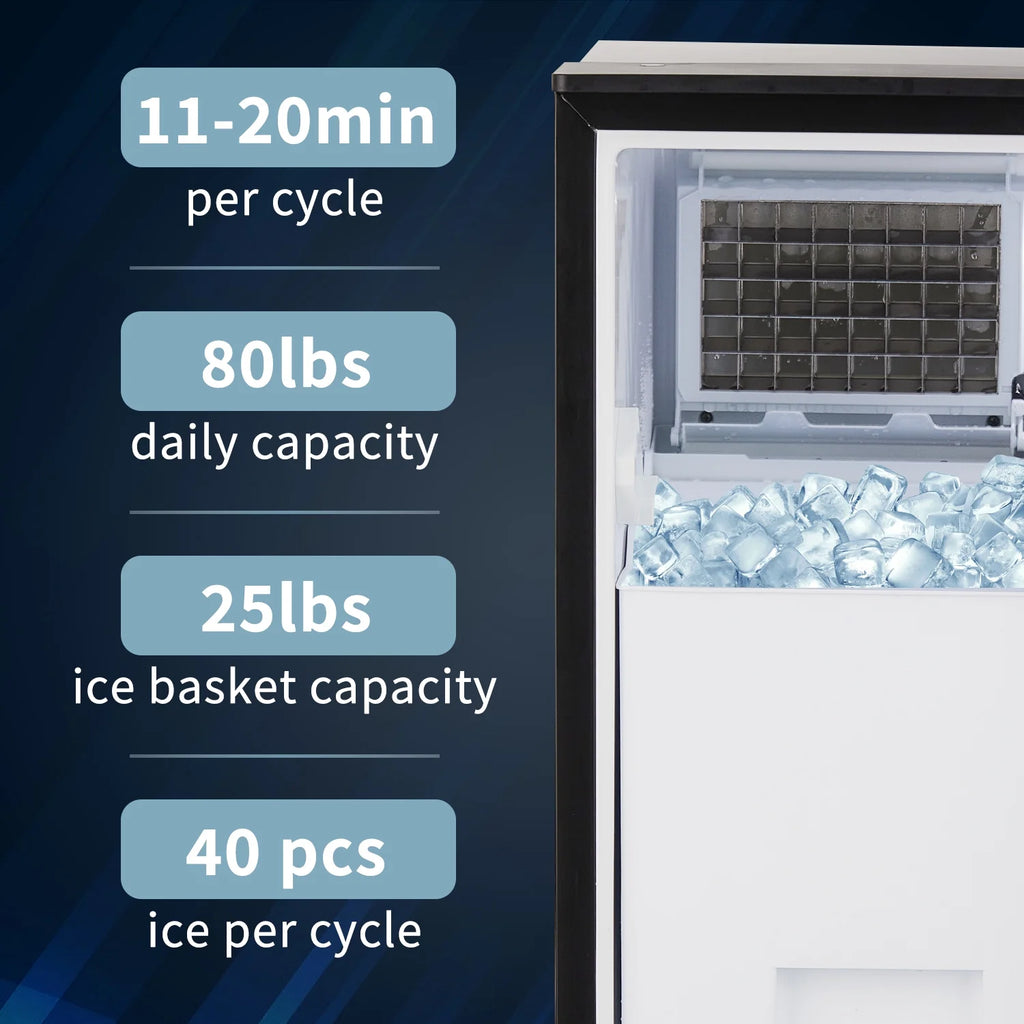 Commercial Ice Maker Machine 80lbs/24H Stainless Steel Black U87277
