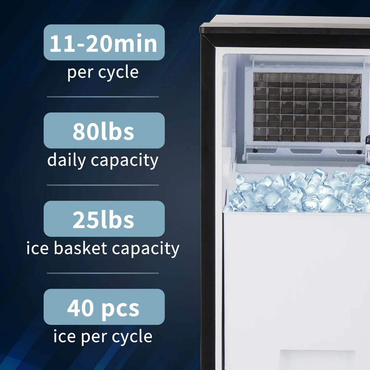 Commercial Ice Maker Machine 80lbs/24H Stainless Steel Black U87277