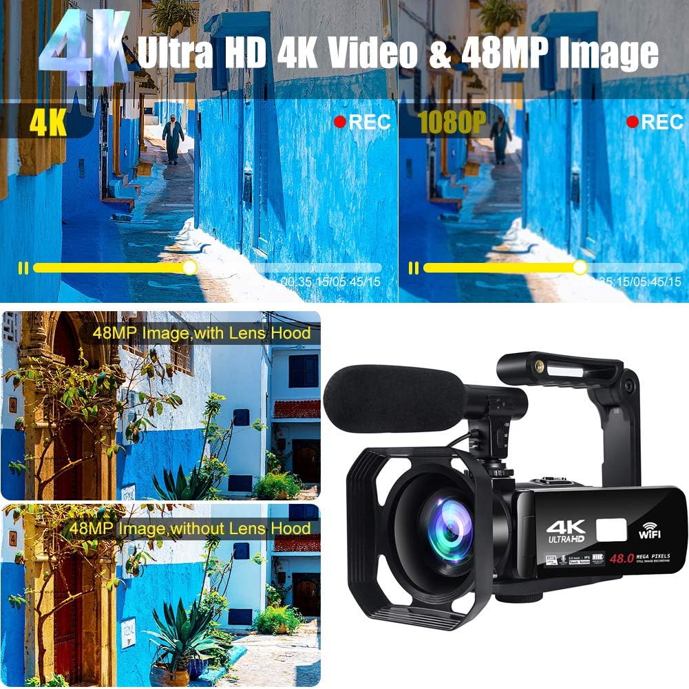 4K Video Camera Camcorder with Microphone and Touch Screen H26183