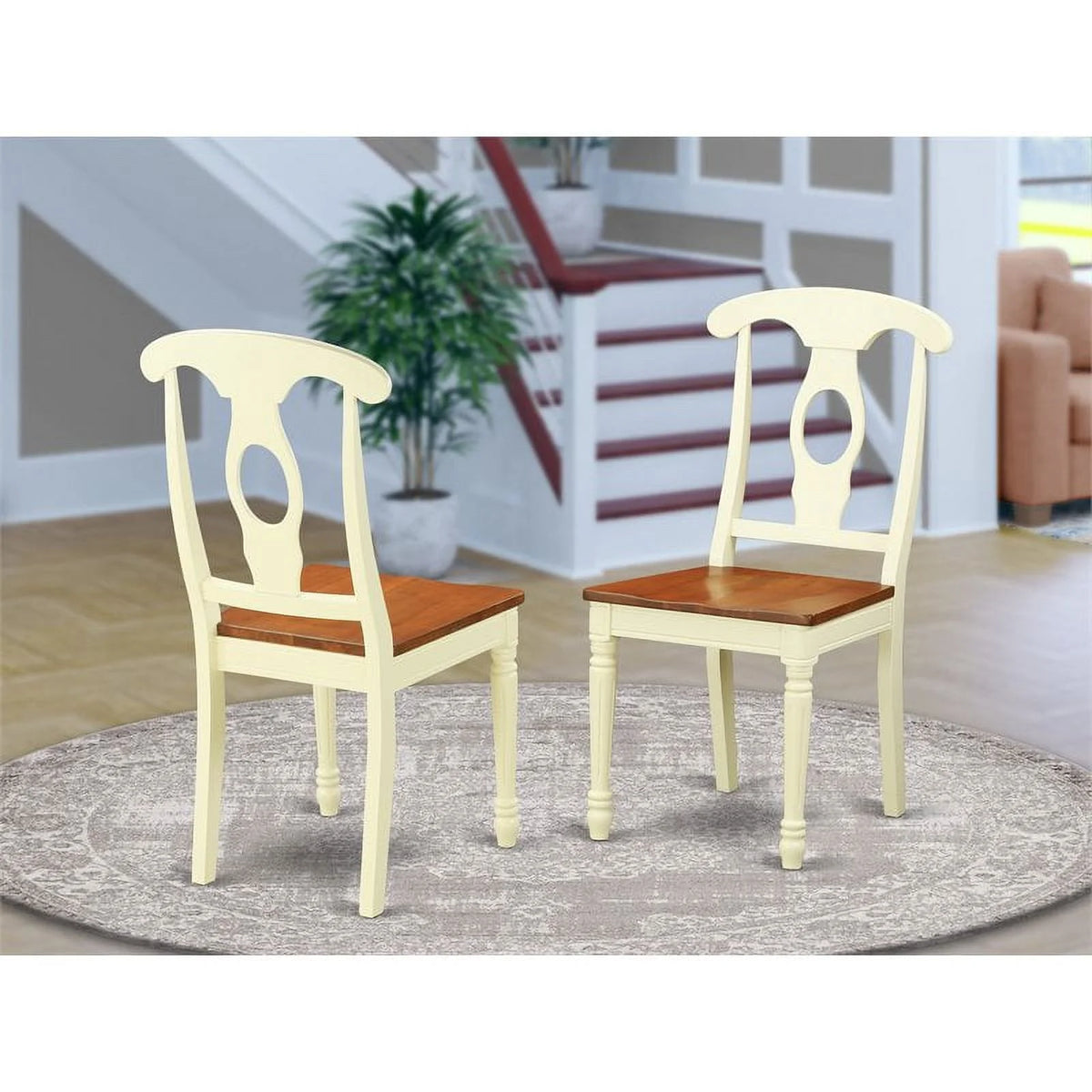 Cream Cherry Wood Dining Chairs Set of 2 C3261