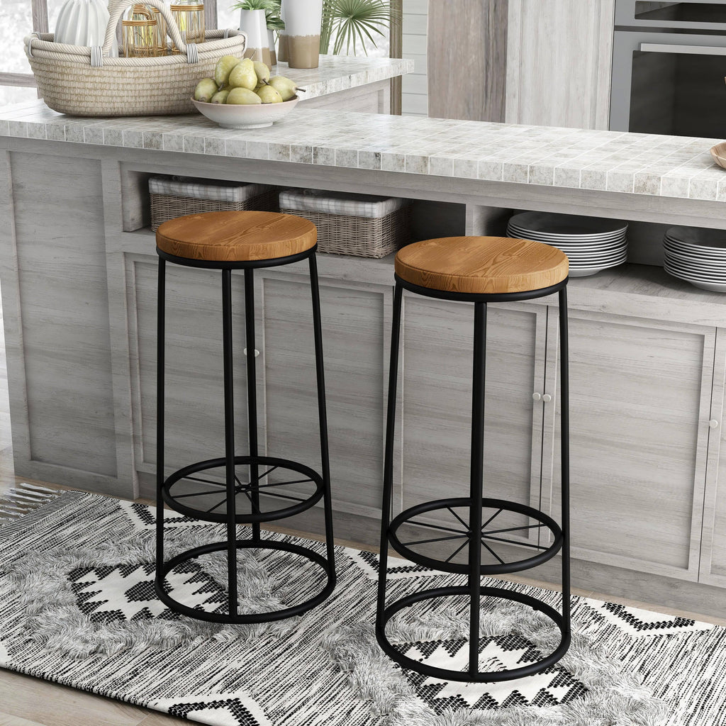 Rustic Metal Barstools Set of 2 T6684