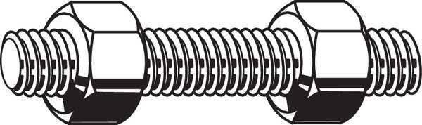 1-1/4 inch-8 x 14-1/2 inch Plain Carbon Steel Fully Threaded Studs, 6 Pk X4982