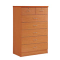 7 Drawer Wooden Dresser Chest with 2 Top Locks, Cherry E98814