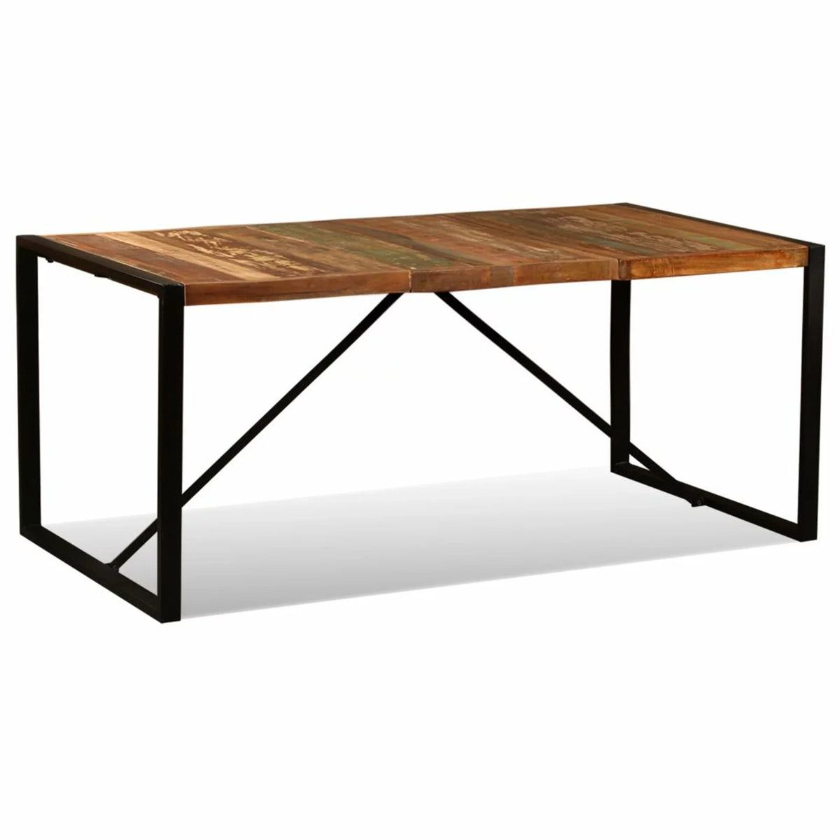 Reclaimed Wood Top Powder-Coated Steel Frame Dining Table P506