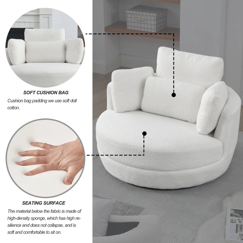 Oversized Swivel Barrel Chair with Ottoman and 4 Pillows G284