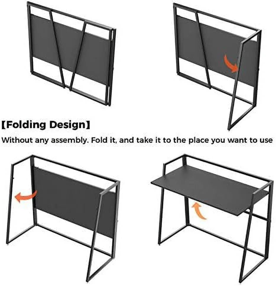 Small Folding Computer Desk 41 inch with Protective Railing I1503