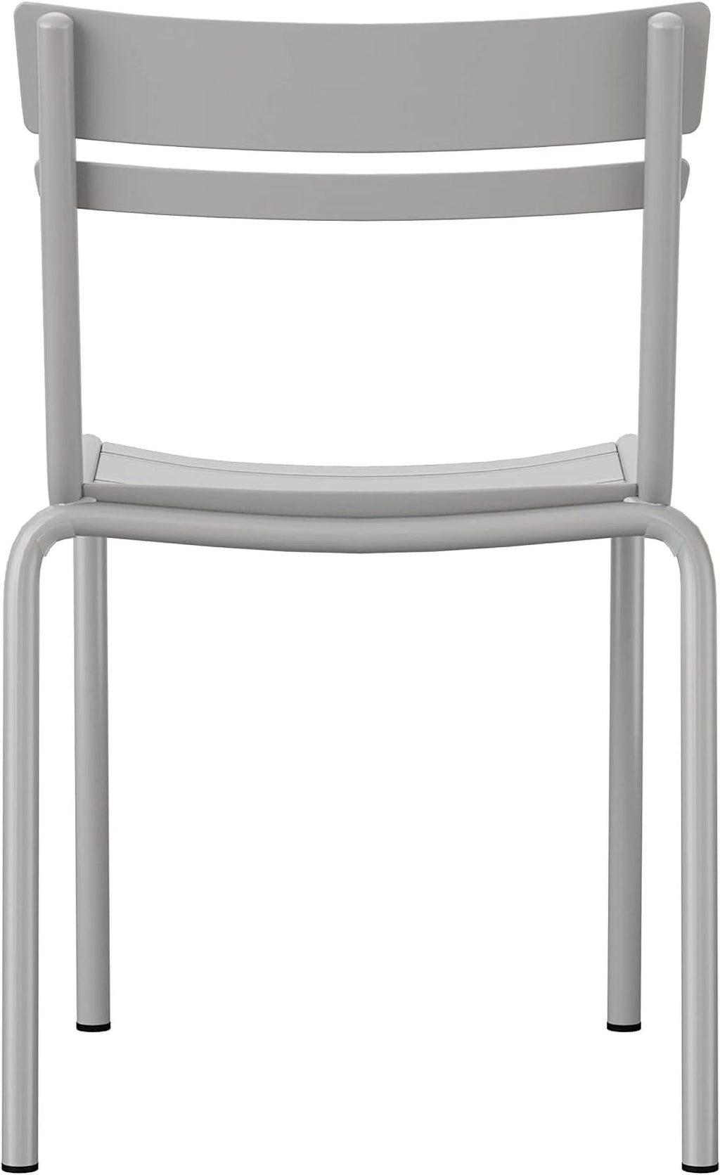 Steel Stack Chair, Indoor-Outdoor Armless Chair With 2 Slat Back In Silver, Set Of 2 G91418