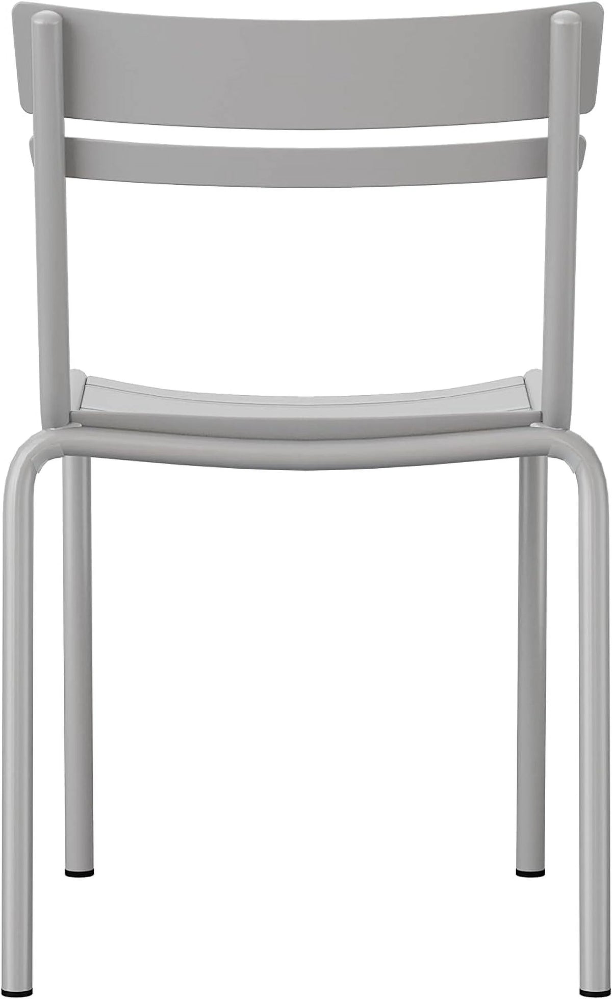 Steel Stack Chair, Indoor-Outdoor Armless Chair With 2 Slat Back In Silver, Set Of 2 G91418