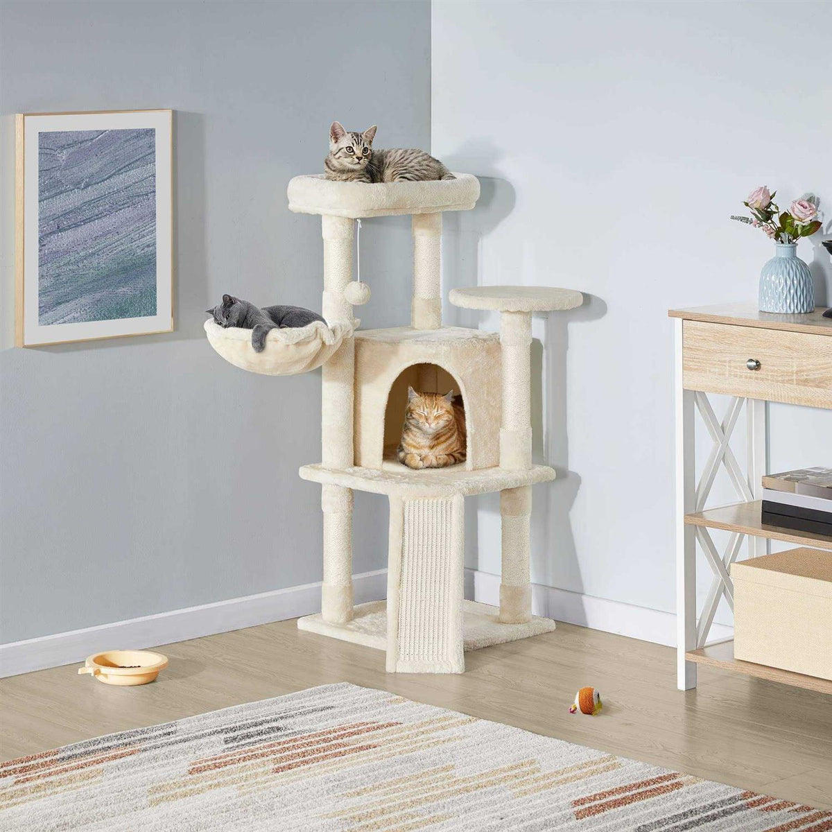 Plush Cat Tree Condo with Basket R858411