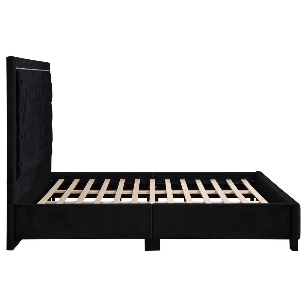 Black Upholstered Tufted Platform Eastern King Bed N451