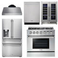 36 Gas Range, Range Hood, Refrigerator with Water and Ice Dispenser, Dishwasher, Wine Cooler G565