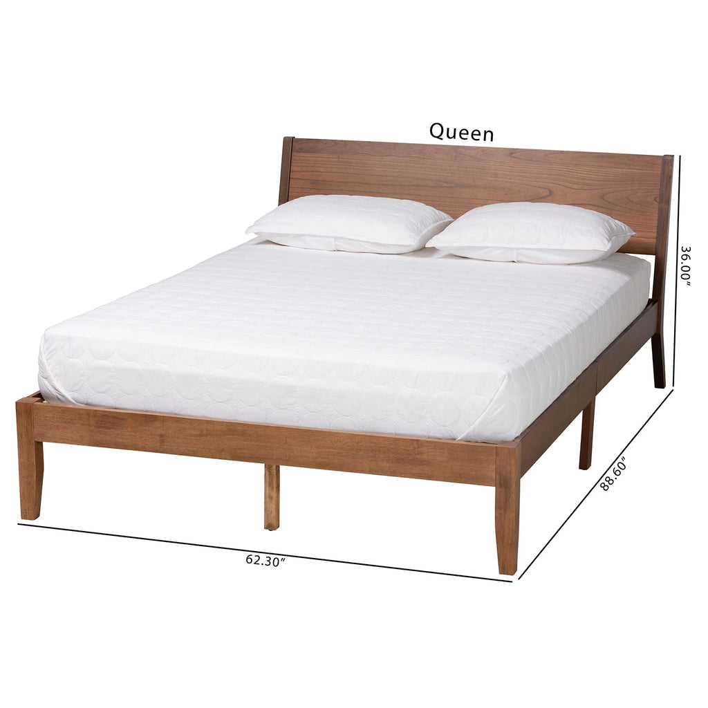 Walnut Brown Wood King Size Platform Bed P3056