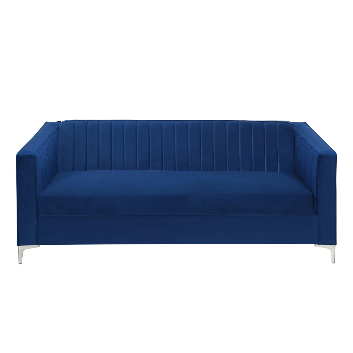 Blue Velvet Loveseat Sofa with Metal Legs G259