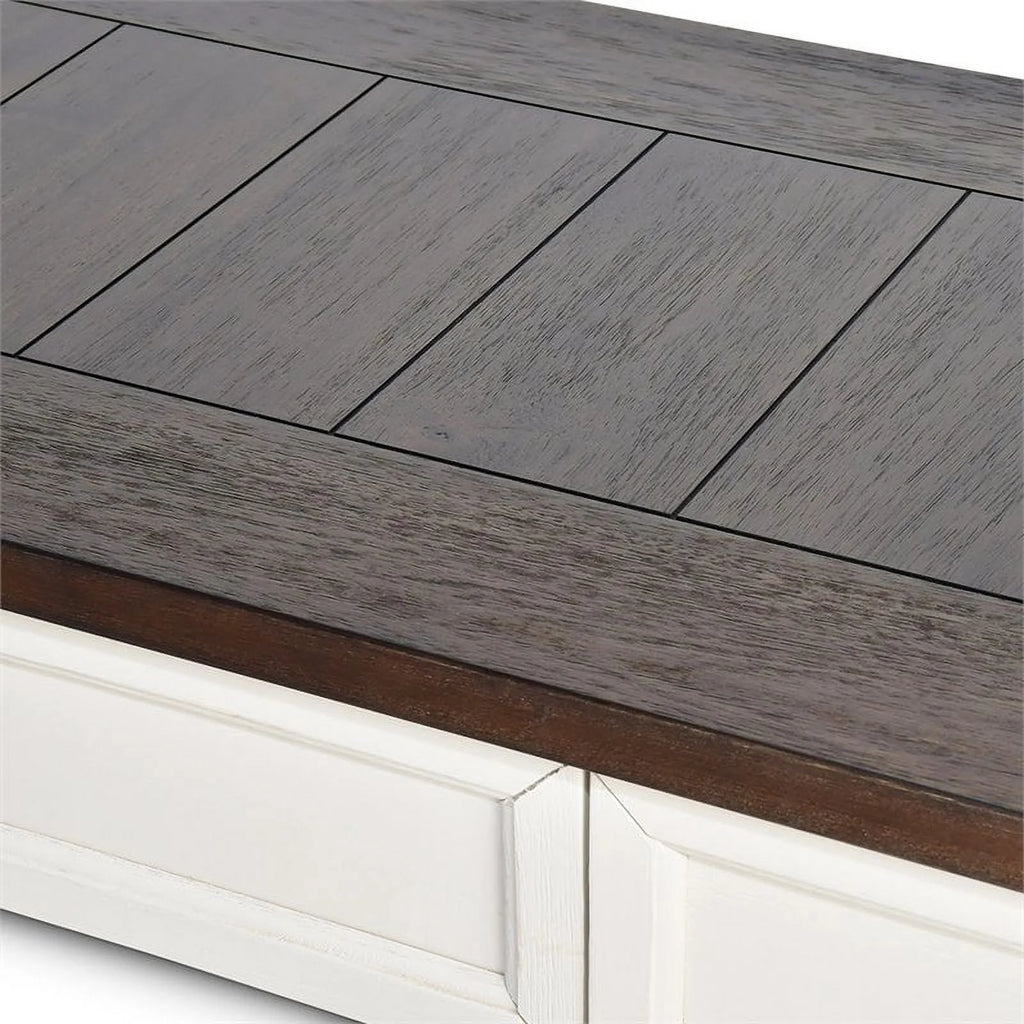 Farmhouse Wood Console Table in Dark Oak and White K8277