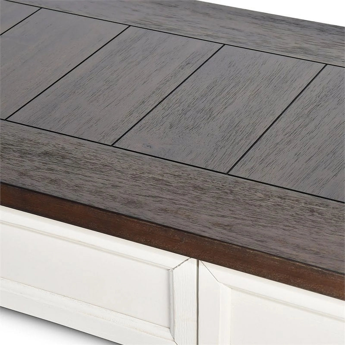 Farmhouse Wood Console Table in Dark Oak and White K8277