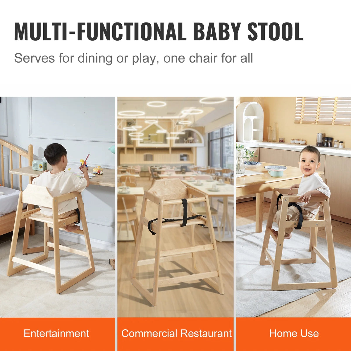 Wooden Portable Baby High Chair R564093
