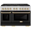 48 6.7 cu. ft. Double Oven Gas Range in Stainless Steel with Black Matte Doors F128224