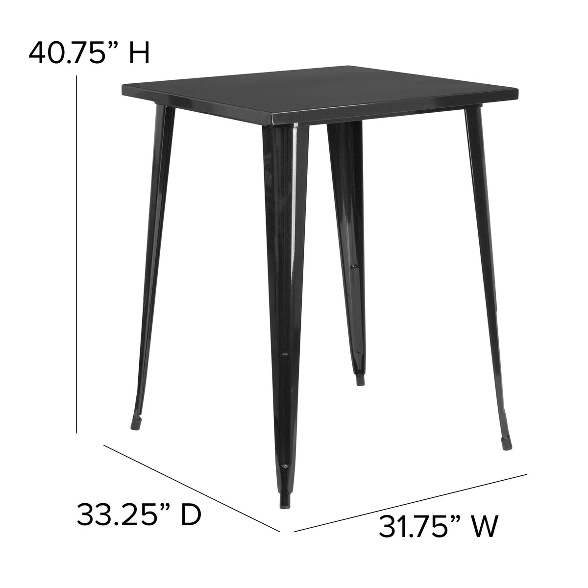 Black Metal Indoor-Outdoor Bar Height Table O6960