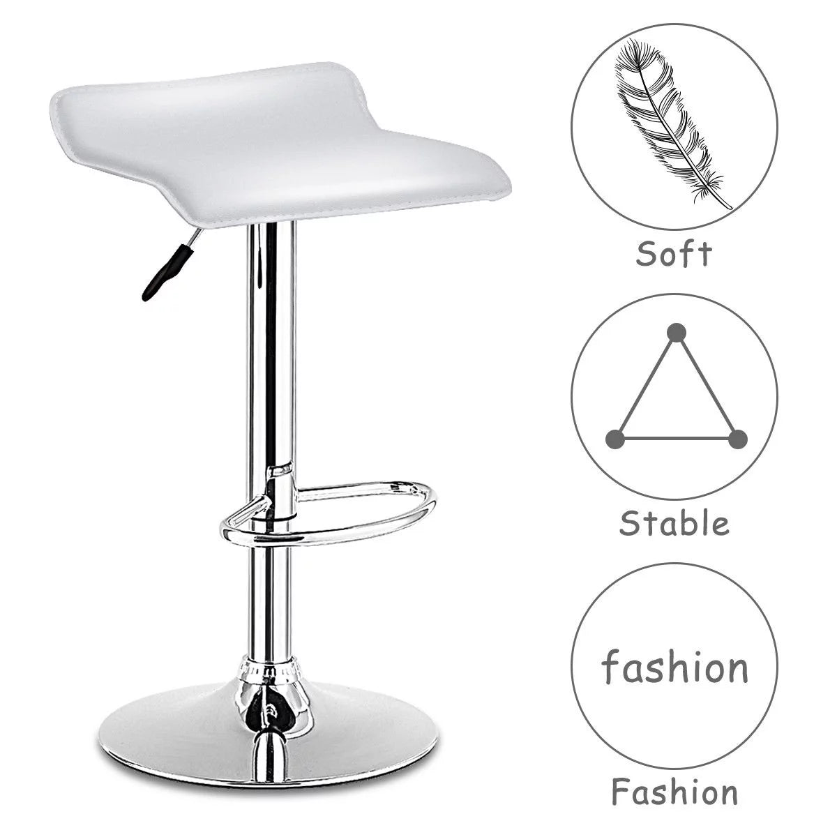 Set of 2 White Adjustable Swivel Bar Stools B826457