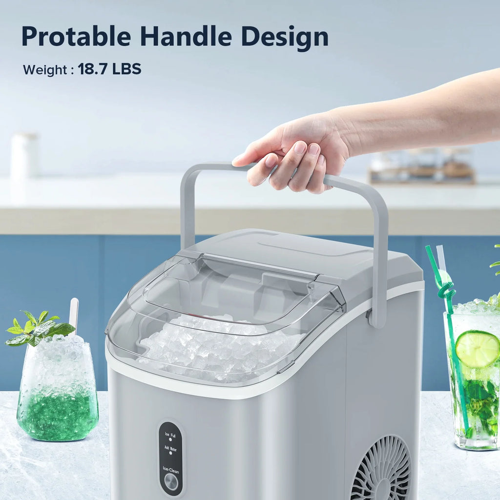 Nugget Ice Maker Countertop with Soft Chewable Pellet Ice, 34lbs/24H, Self-Cleaning, Gray F51348