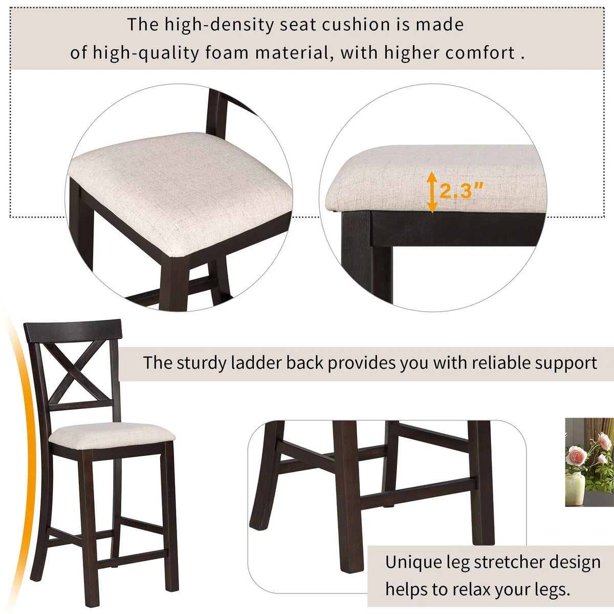 6-Piece Counter Height Dining Table Set N1800