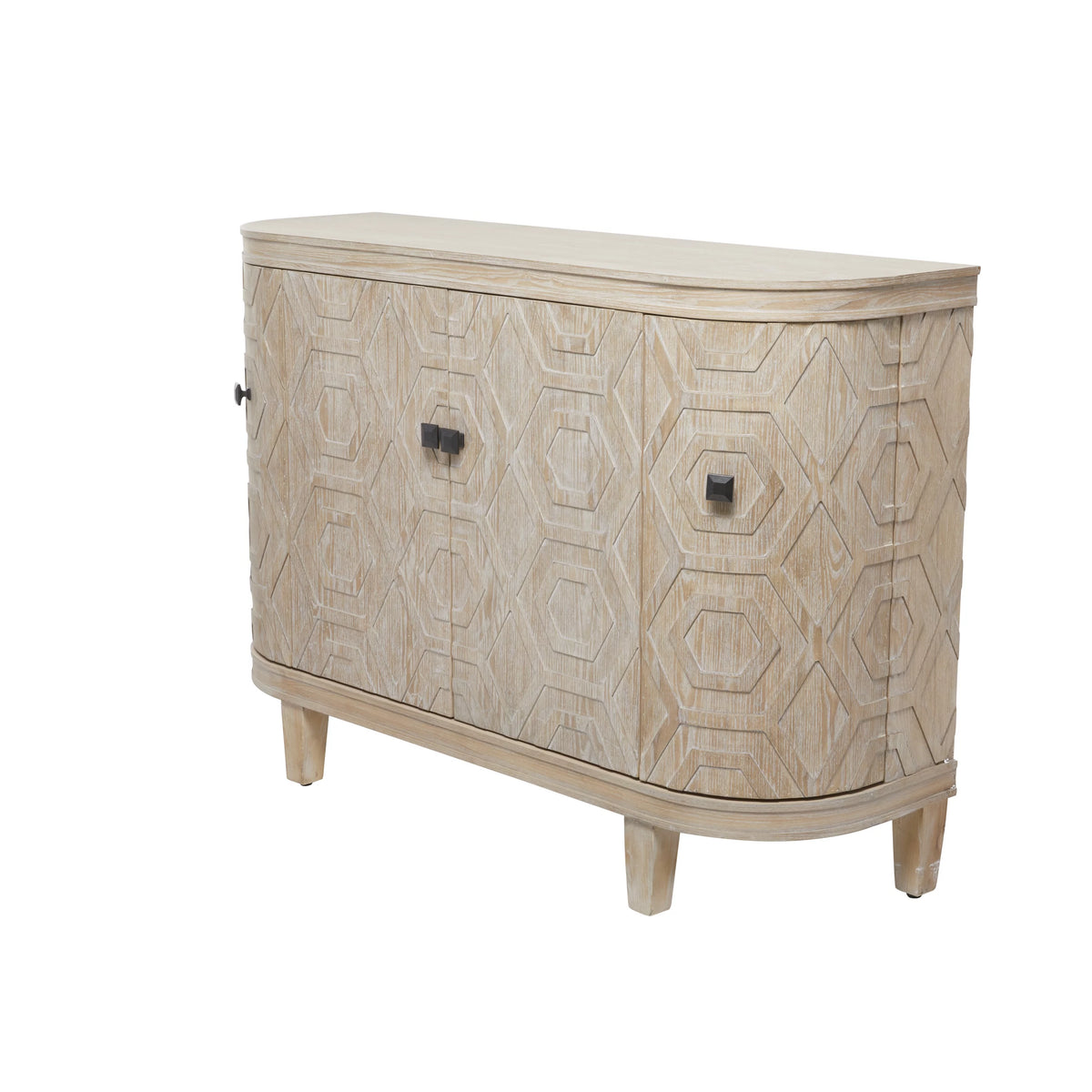 Wood Traditional Cabinet with Hexagonal Pattern L254