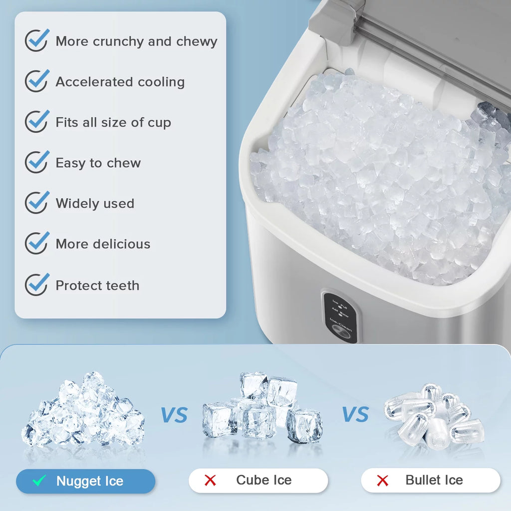Nugget Ice Maker Countertop with Soft Chewable Pellet Ice, 34lbs/24H, Self-Cleaning, Gray F51348