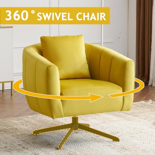 Black Velvet Swivel Accent Chair with Metal Legs F7708