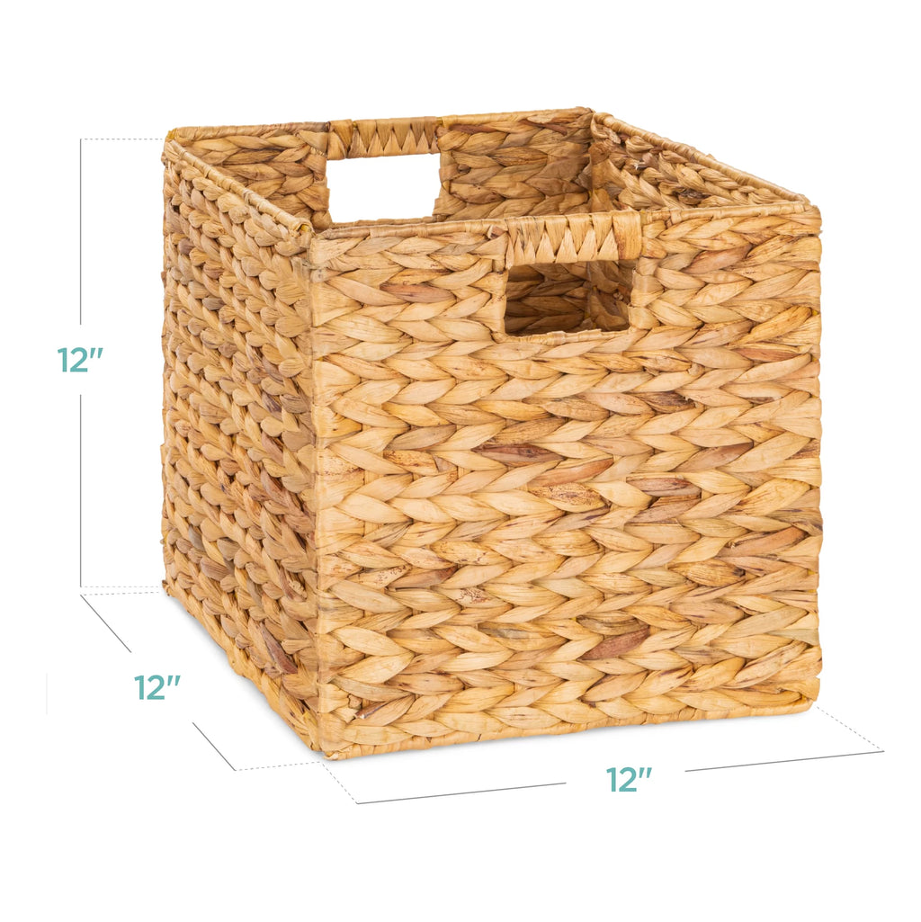 12x12in Hyacinth Baskets, Set of 5 Collapsible Organizers N1768