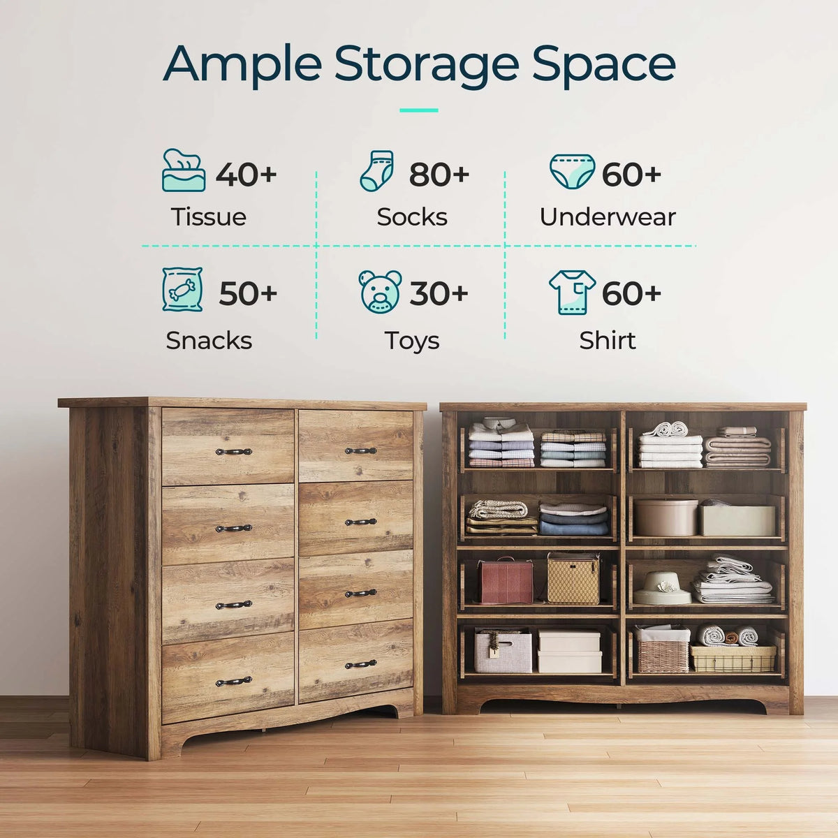Black 8 Drawer Wood Dresser O556320