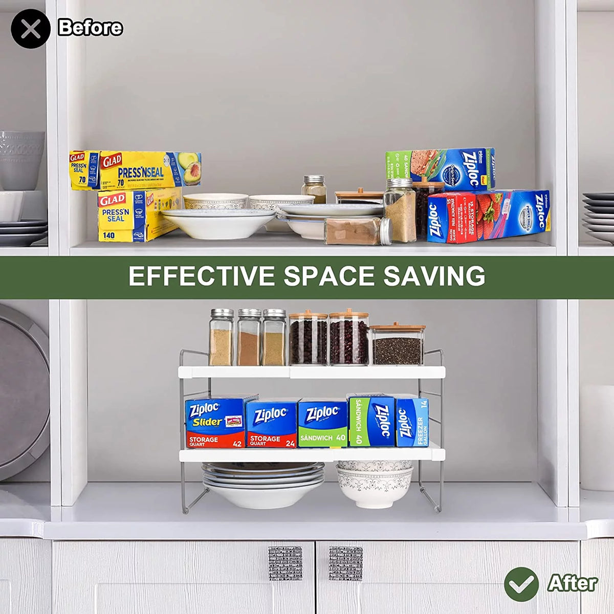 2 Pack Expandable Kitchen Wrap Organizer Rack R748