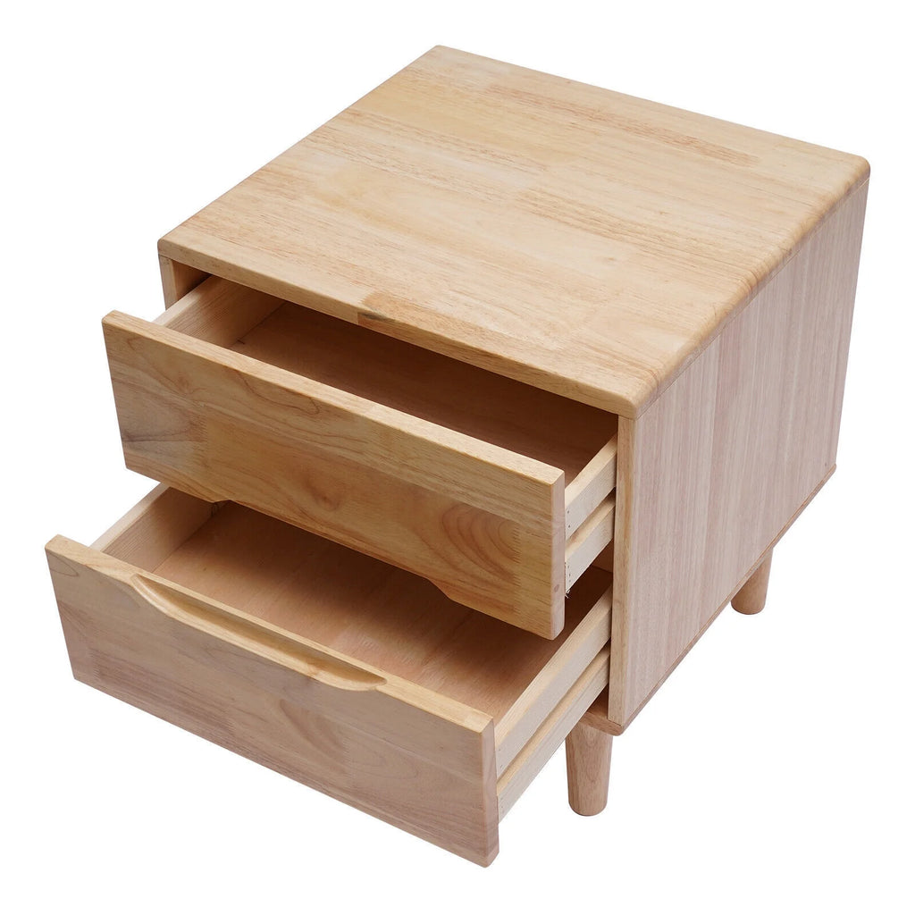 Mid Century Wood Nightstand with 2 Drawers R69606