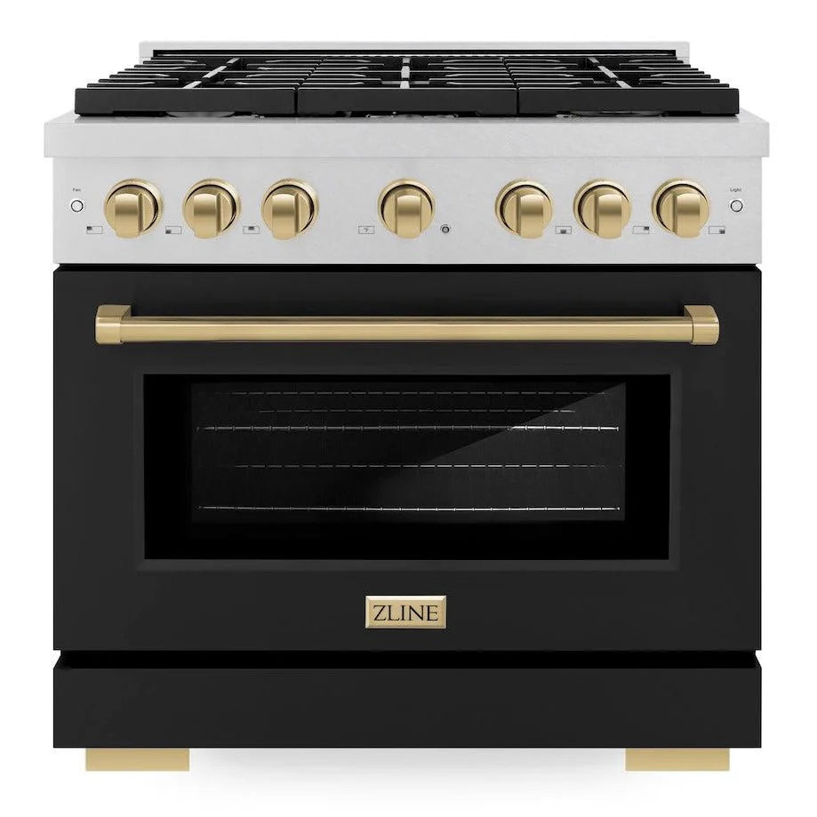36 5.2 cu. ft. Gas Range with Convection Gas Oven in Stainless Steel with Black Matte Door F4062