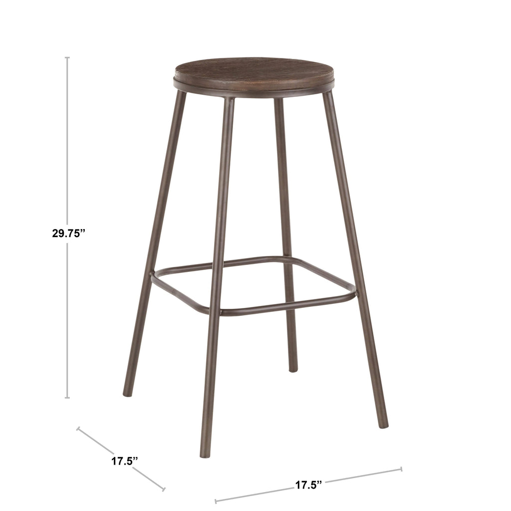 Industrial Round Bar Stool Set of 2 Vintage White Espresso I8554