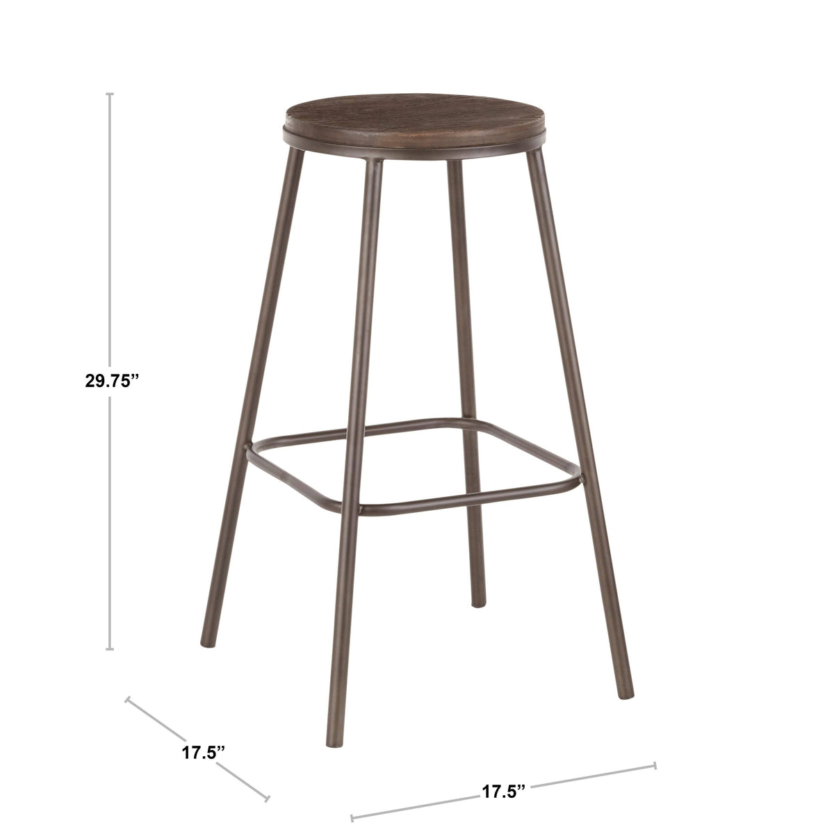 Industrial Round Bar Stool Set of 2 Vintage White Espresso I8554