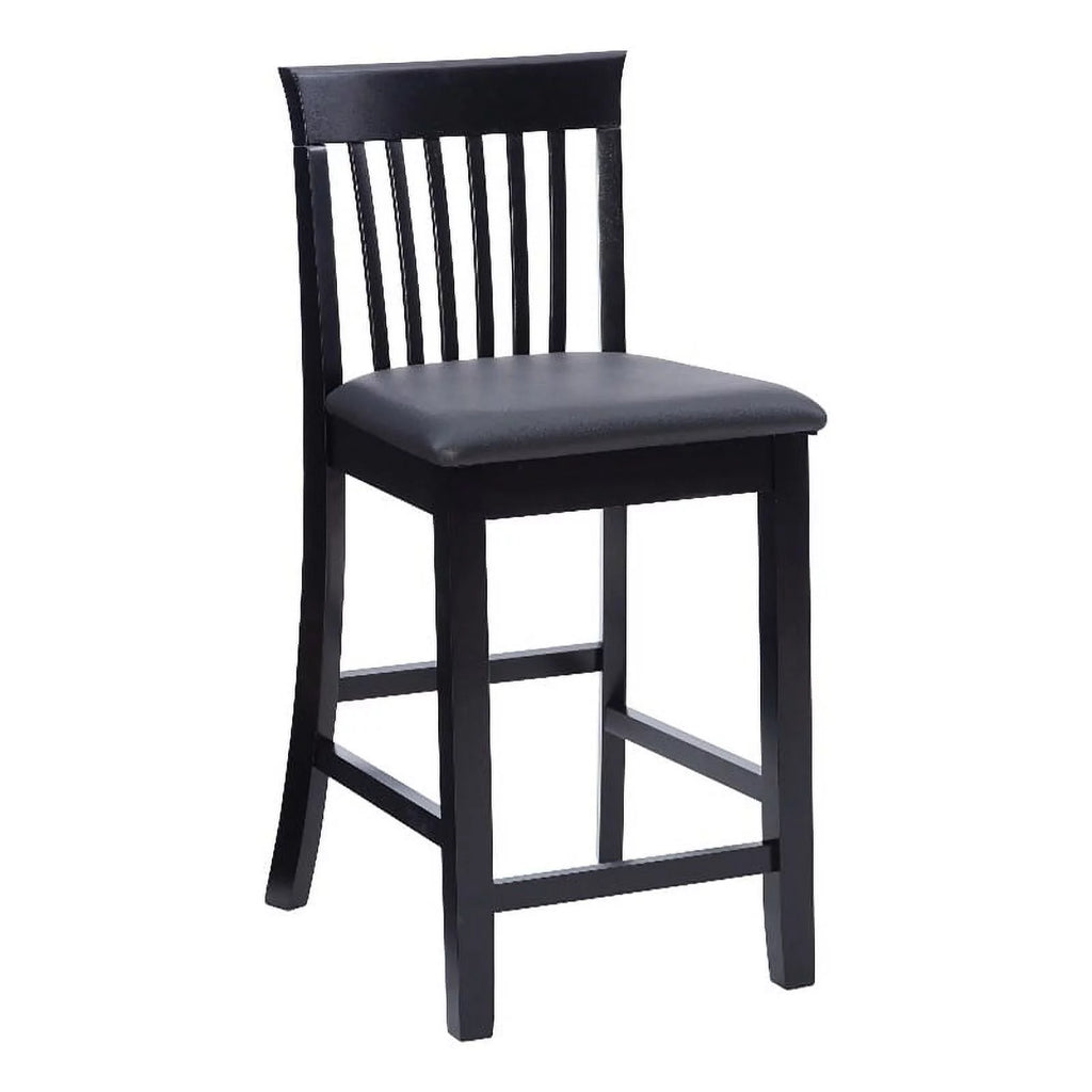 25" Wood Faux Leather Counter Stool in Black I85256