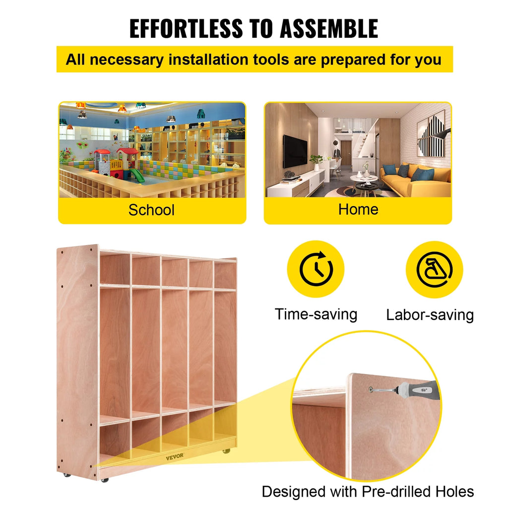 5 Grids Plywood Birch Coat Locker Z423769