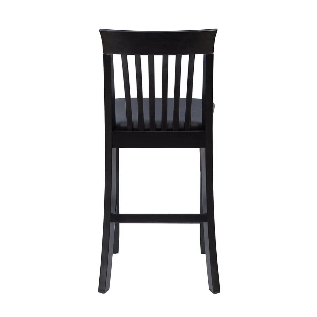 25" Wood Faux Leather Counter Stool in Black I85256