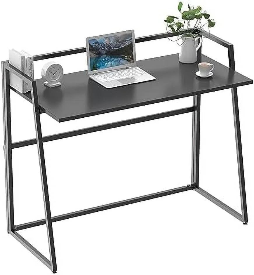 Small Folding Computer Desk 41 inch with Protective Railing I1503